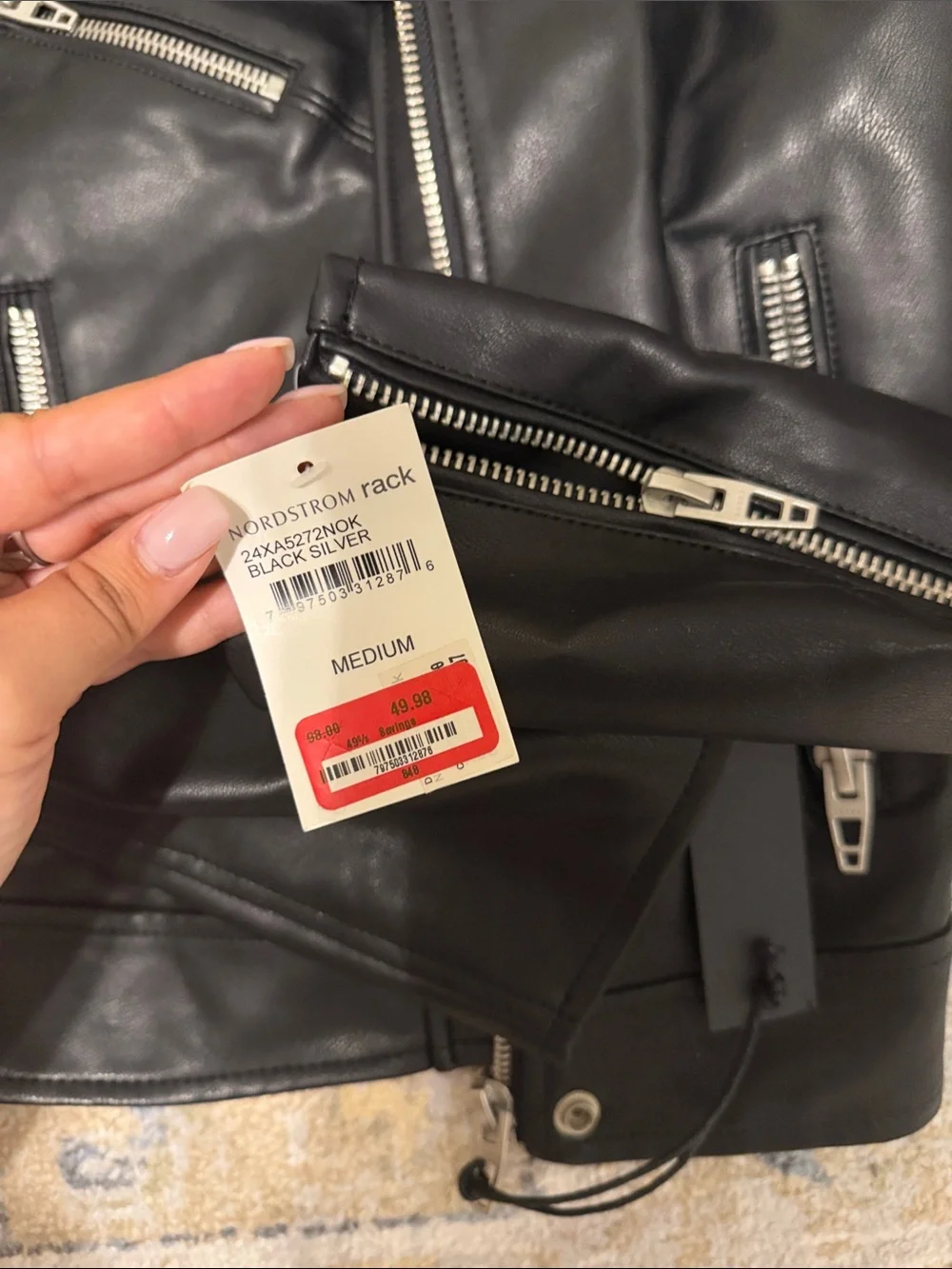 Blank NYC Black Leather Moto Jacket with Silver Hardware